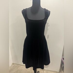 Elegant Black A-line Velvet Dress
